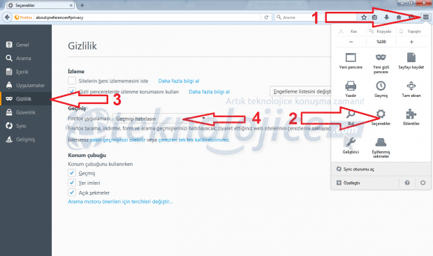 Firefox Geçmiş Silme