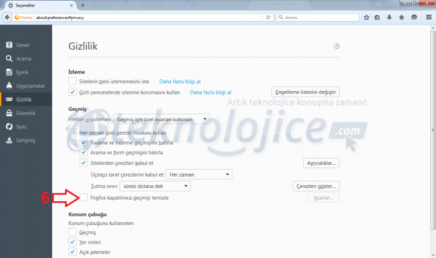 Firefox Geçmiş Silmek