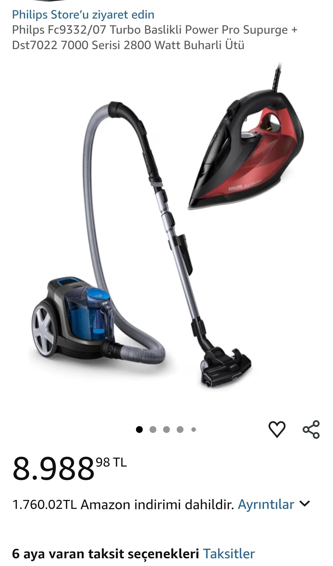 💥Philps Fc9332/07 Turbo Baslikli Power Pro Supurge + Dst7022 7000 Serisi 2800 Watt Buharli Ütü.