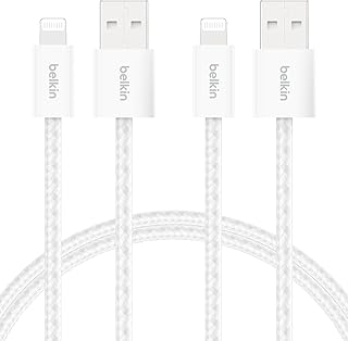 📦 Belkin 2’li Örgülü USB-A – Lightning Kablo 1,5 m, Yumuşak, Esnek ve Hızlı Şarj Kablosu, iPhone 14 ve Önceki Modeller, 9. Nesil iPad ve AirPods ile Uyumlu, Beyaz — %99 İndirim