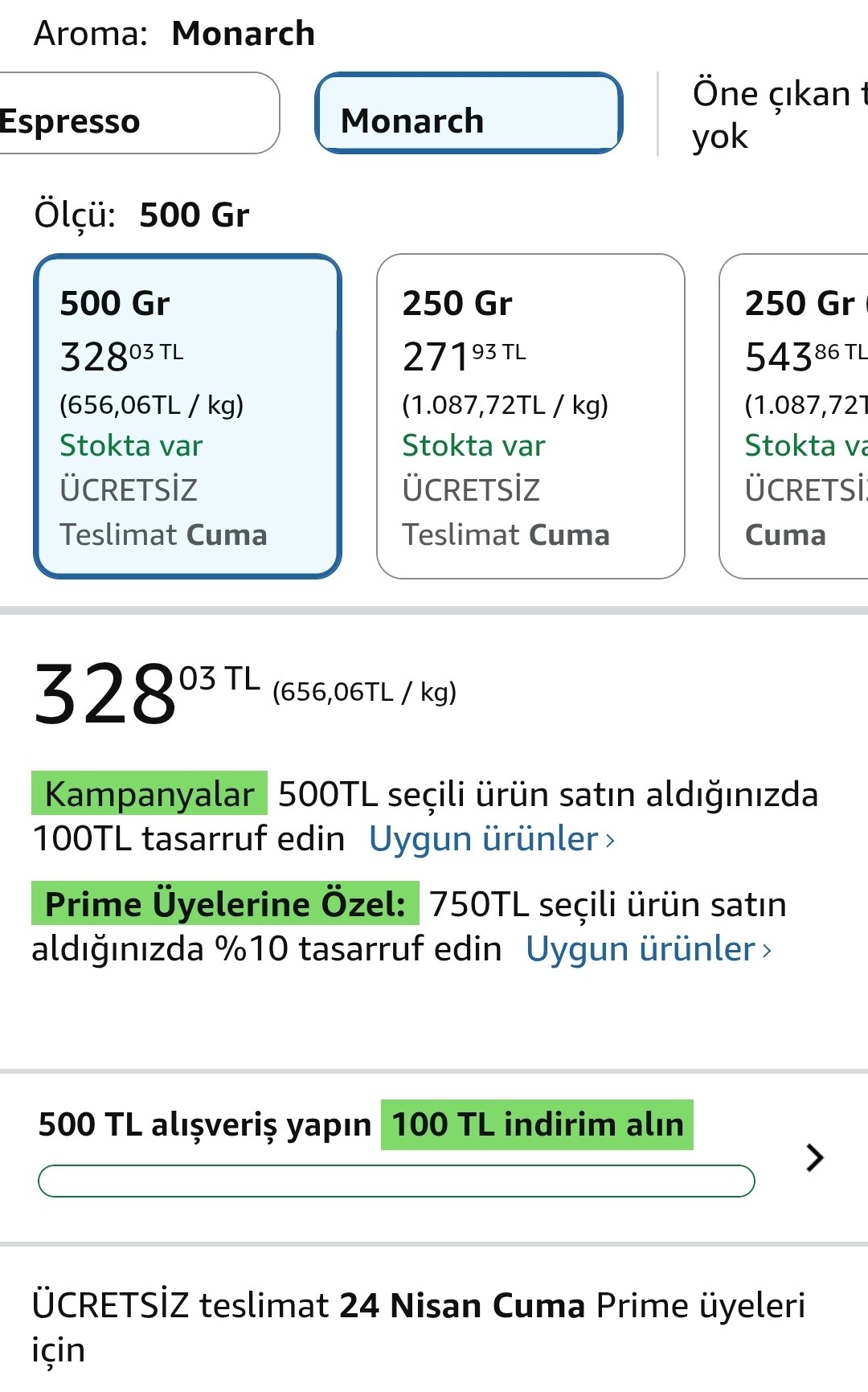 💥Jacobs Monarch Aroma Filtre Kahve 500 gr – 328₺ / 2 adet alımda 278₺ — %15 İndirim