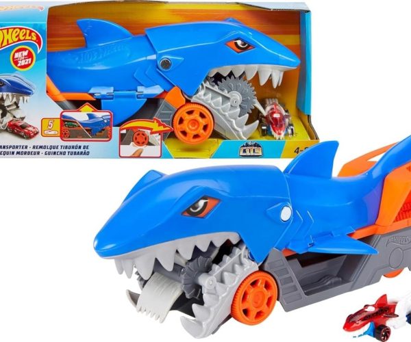 Hot Wheels Köpek Balığı Taşıyıcı Hot Wheels Köpek Balığı Taşıyıcı Oyun Seti, 1 Adet 1:64 Ölçekli Araba İçerir, 4-8 Yaş Arası Çocuklar İçin GVG36 GVG36