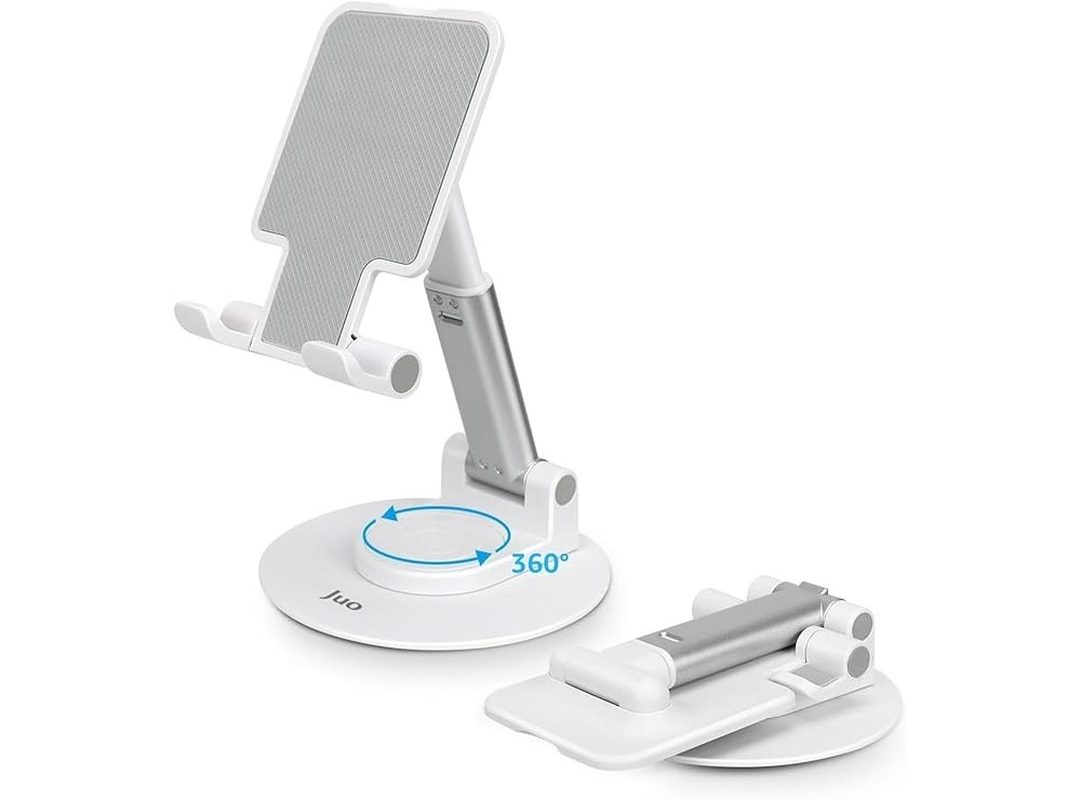 🛍️ Juo Katlanabilir 360 Derece Dönen Masaüstü Telefon Standı Beyaz