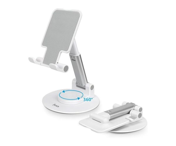 🛍️ Juo Katlanabilir 360 Derece Dönen Masaüstü Telefon Standı Beyaz