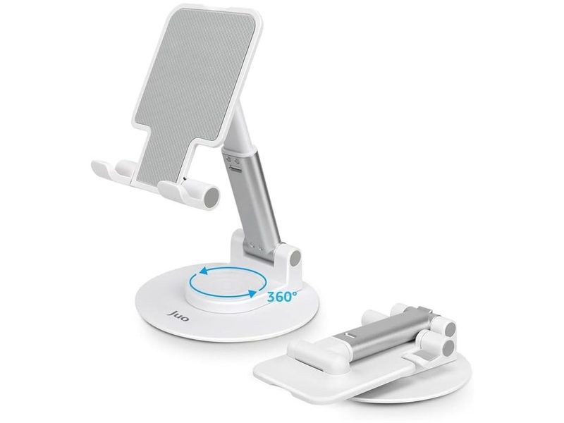 🛍️ Juo Katlanabilir 360 Derece Dönen Masaüstü Telefon Standı Beyaz