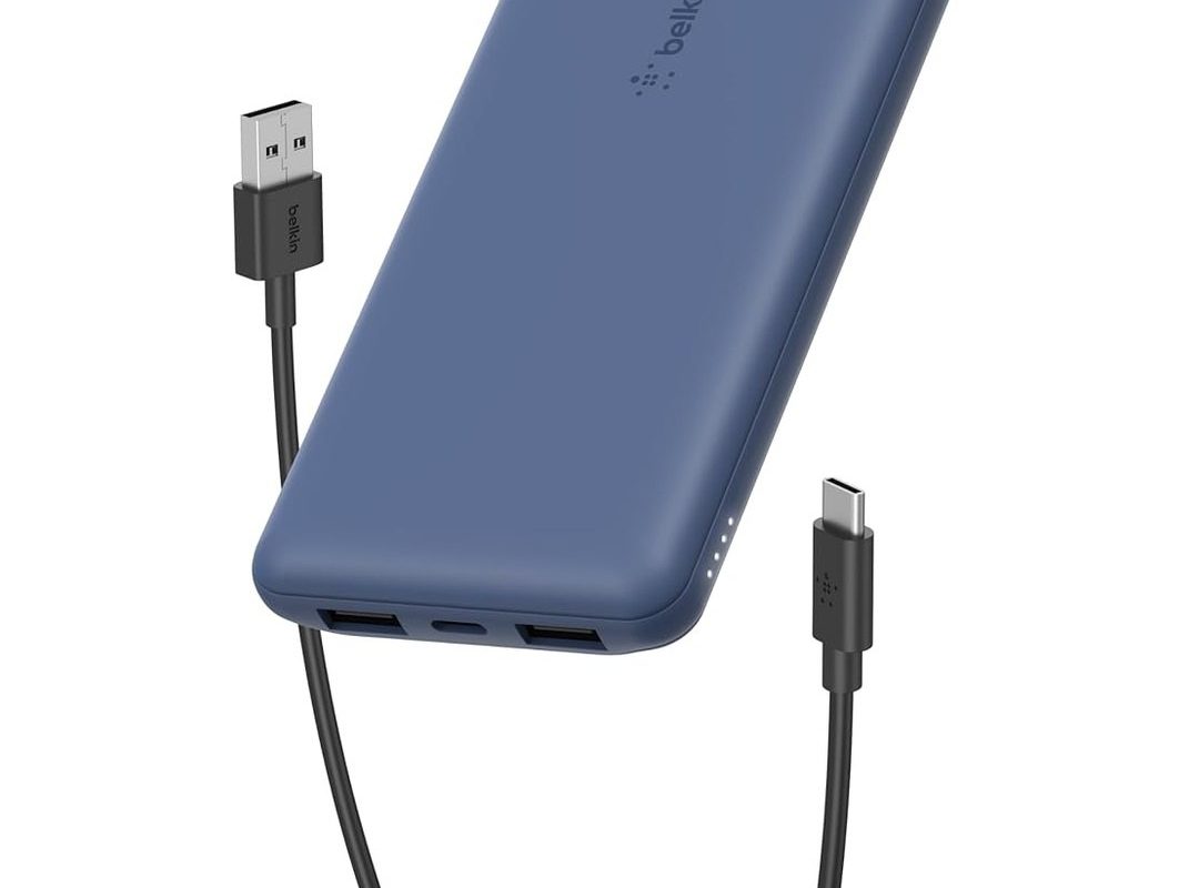 🛍️ Belkin 10000 mAh Powerbank, 15W USB C & 12W 2xUSB A Girişli, Kompakt Dizayn, Kablo Dahil, Mavi