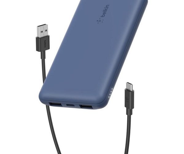 🛍️ Belkin 10000 mAh Powerbank, 15W USB C & 12W 2xUSB A Girişli, Kompakt Dizayn, Kablo Dahil, Mavi