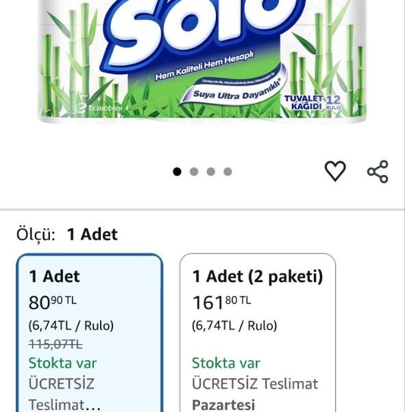 Solo Tuvalet Kağıdı Bambu Katkılı 12’li