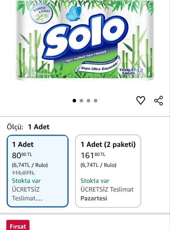 Solo Tuvalet Kağıdı Bambu Katkılı 12’li