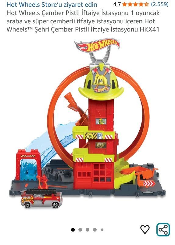 Hot Wheels Çember Pistli İftaiye İstasyonu 1 oyuncak araba ve süper çemberli itfaiye istasyonu içeren Hot Wheels™ Şehri Çember Pistli İftaiye İstasyonu HKX41