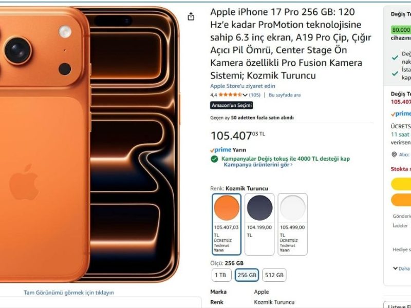 Apple iPhone 17 Pro 256 GB — %1 İndirim