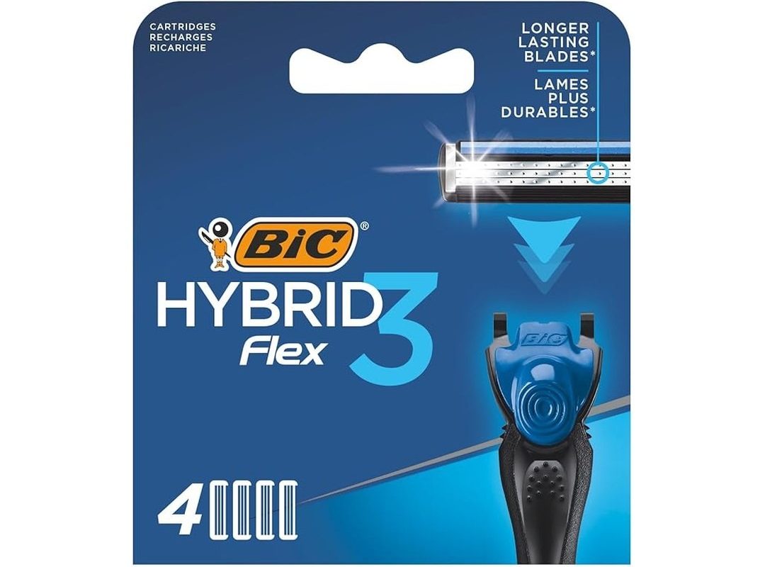 🛍️ BIC Hybrid 3 Flex 4’lü Yedek Tıraş Bıçağı Kartuşu, 3 Nano Teknolojik Titanyum Bıçak, E Vitaminli Geniş Kayganlaştırıcı Band