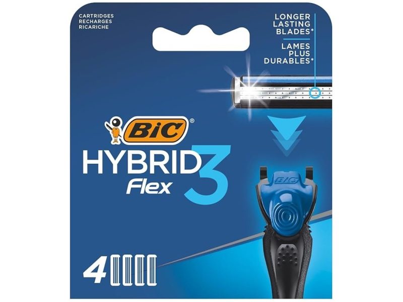 🛍️ BIC Hybrid 3 Flex 4’lü Yedek Tıraş Bıçağı Kartuşu, 3 Nano Teknolojik Titanyum Bıçak, E Vitaminli Geniş Kayganlaştırıcı Band