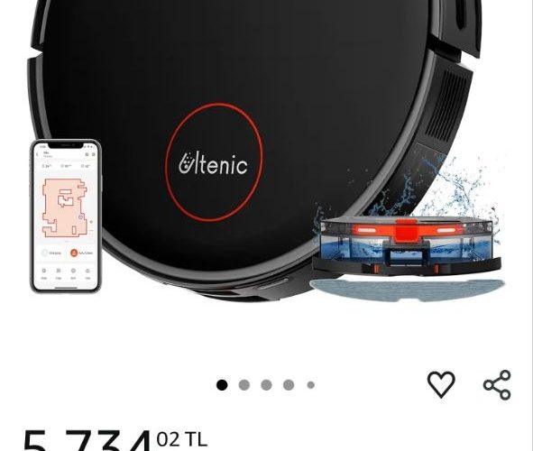 Ultenic D6s Robot Vacuum Cleaner, Vibration Mopping, 3000Pa Strong Suction, Super Slim, APP Control, Ideal for Pet Hair, Hard Floors and Carpets
