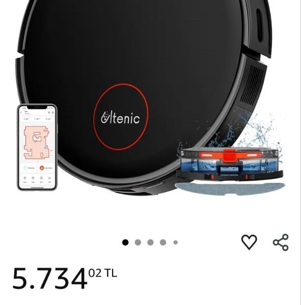 Ultenic D6s Robot Vacuum Cleaner, Vibration Mopping, 3000Pa Strong Suction, Super Slim, APP Control, Ideal for Pet Hair, Hard Floors and Carpets