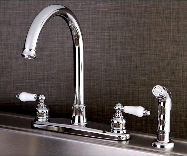 Kingston Brass FB7791PLSP Victorian 8 inç Centerset Mutfak Bataryası, Krom