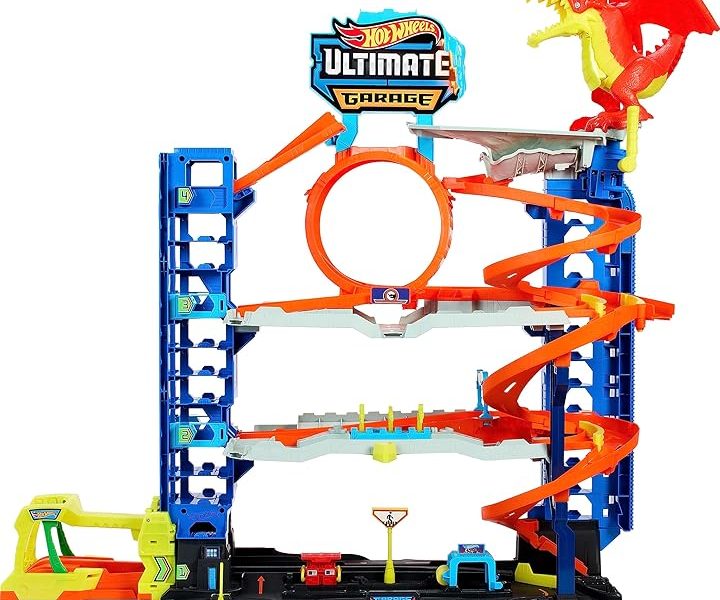 (%82.7) Hot WHeeLS Yeni Ultimate Garaj, 2 Döküm Araba içeren Oyun Seti, 50’den fazla 1:64 Ölçekli Araba için Oyuncak Depolama, 4 Seviyeli Pist Oyunu, Ejderhayı Yen