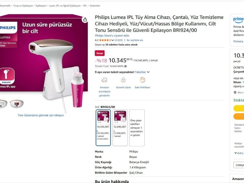 Philips Lumea IPL Tüy Alma Cihazı, Çantalı, Yüz Temizleme Cihazı Hediyeli, Yüz/Vücut/Hassas Bölge Kullanımı, Cilt Tonu Sensörü ile Güvenli Epilasyon BRI924/00
