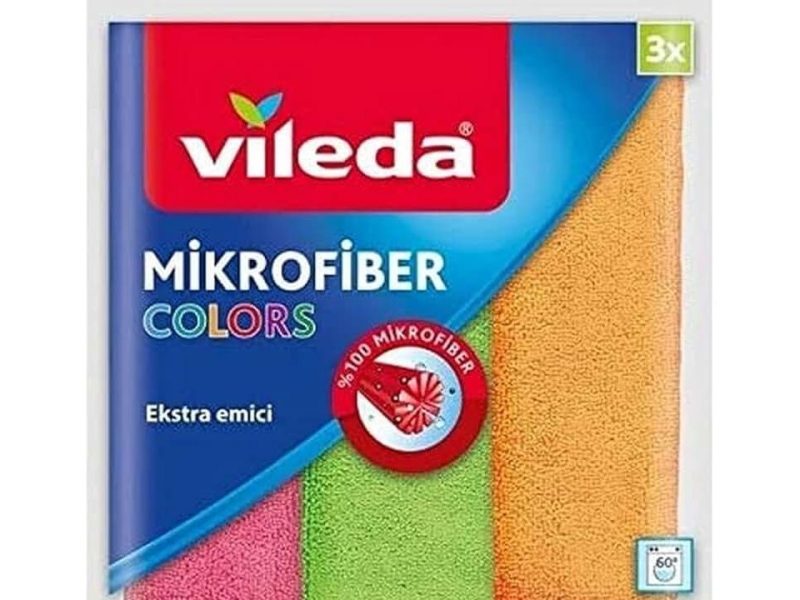 Vileda Mikrofiber Colors Bez, 3’lü Paket