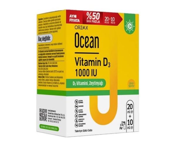 🛍️ Orzax Ocean Vitamin D 1000 Iu Sprey 2.%50 Indirimli — %50 İndirim