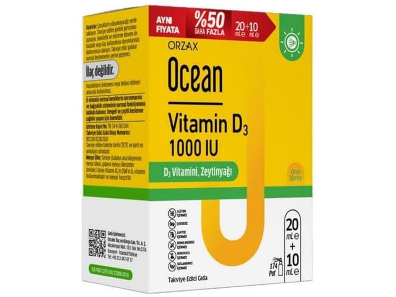 🛍️ Orzax Ocean Vitamin D 1000 Iu Sprey 2.%50 Indirimli — %50 İndirim