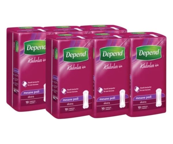 🛍️ Depend Mesane Pedi Kadın Ekstra 10 Lu 6 Paket