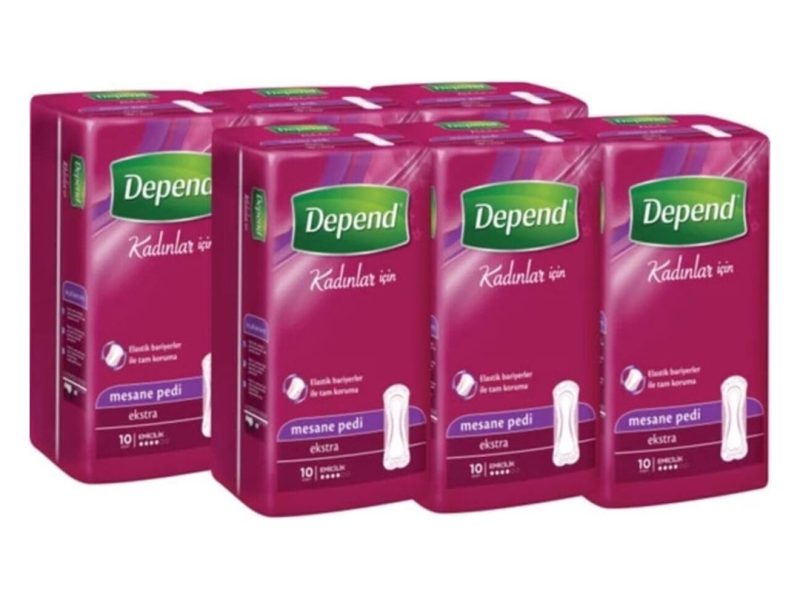 🛍️ Depend Mesane Pedi Kadın Ekstra 10 Lu 6 Paket