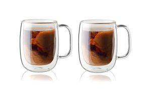 🛍️ Zwilling Sorrento Çift Camlı Kulplu 2’li Kahve Bardağı Seti, 355 ml, Cam, Şeffaf Cam