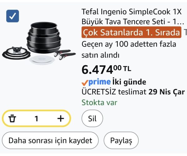Tefal Ingenio SimpleCook 1X Büyük Tava Tencere Seti – 12 Parça