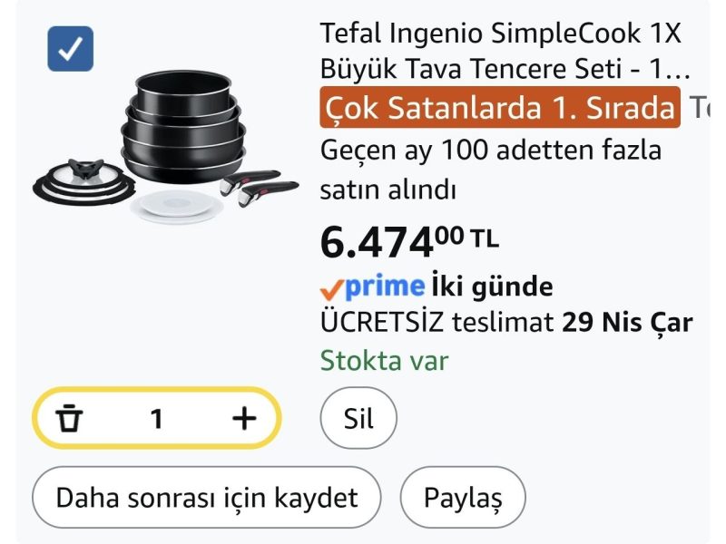 Tefal Ingenio SimpleCook 1X Büyük Tava Tencere Seti – 12 Parça