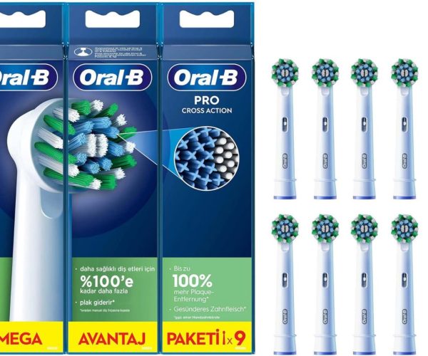 💥 Oral-B Cross Action Şarjlı Diş Fırçası Yedek Başlığı 9 Adet