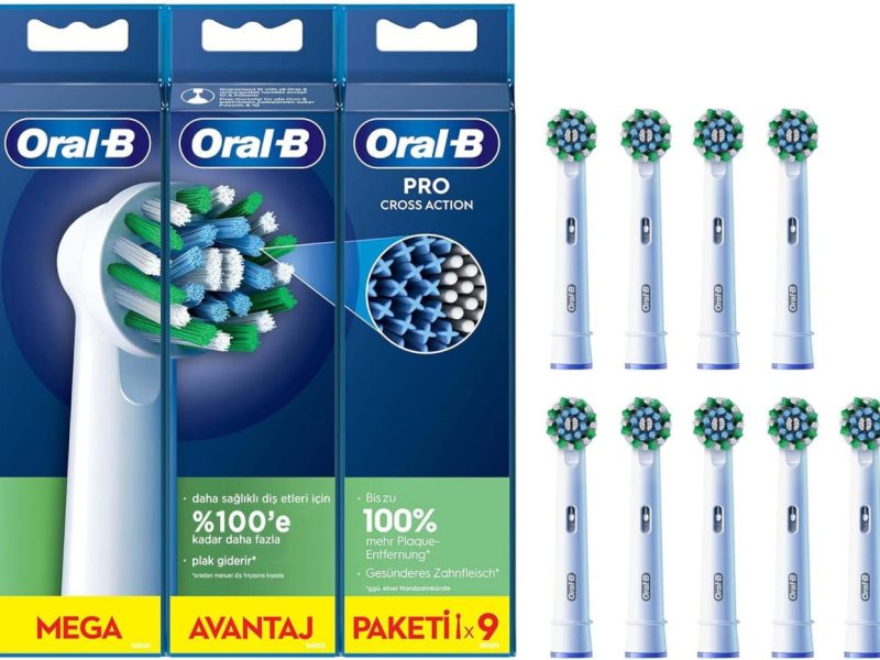 💥 Oral-B Cross Action Şarjlı Diş Fırçası Yedek Başlığı 9 Adet