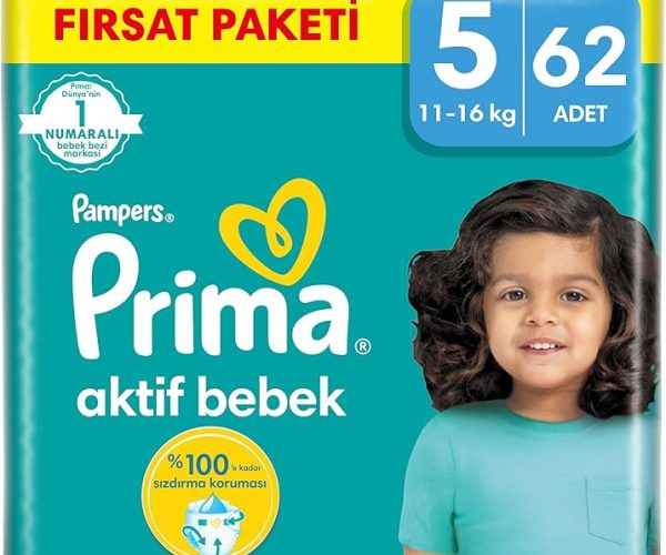 (%83.03) Prima Bebek Bezi Aktif Bebek 5 Beden 62 Adet Junior Mega Fırsat Paketi