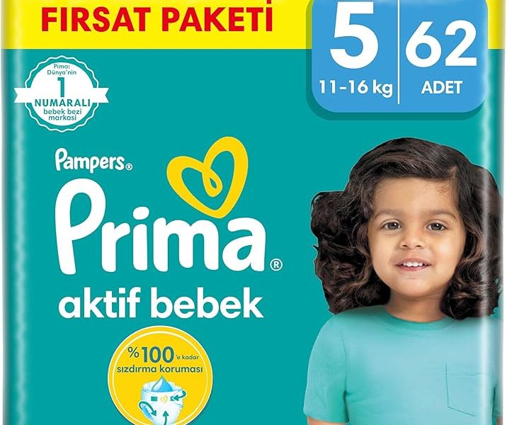 (%83.03) Prima Bebek Bezi Aktif Bebek 5 Beden 62 Adet Junior Mega Fırsat Paketi