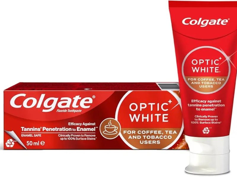 COLGATE Optic White Kahve, Çay ve Tütün Kullanıcıları İçin Beyazlatıcı Diş Macunu 50 ml
