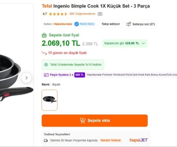 Tefal Ingenio Simple Cook 1X Küçük Set – 3 Parça