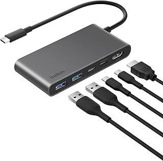 📦 Belkin USB-C Hub, 5 Portlu, 60 Hz’de 4K HDMI Ekran Desteği, 100W Güç İletimi, 5Gbps Veri Aktarımı, MacBook, iPad Pro, Chromebook ve Dahası İçin USB-C Çoklu Port Adaptörü, Geliştirilmiş HDMI 2.0, Gri — %99 İndirim