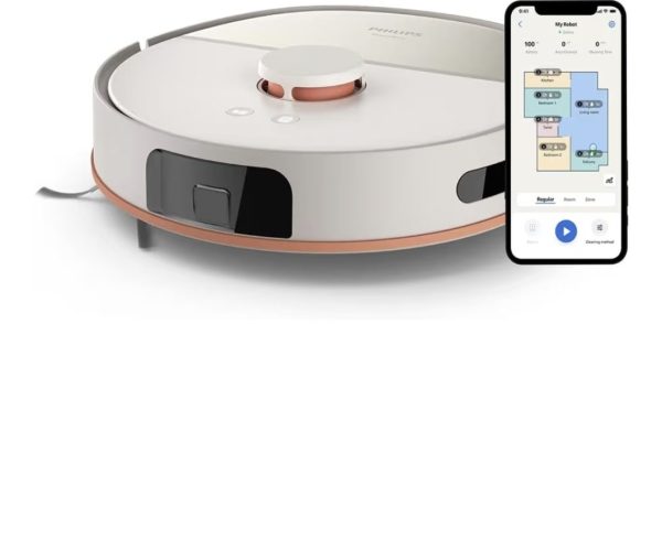 Philips HomeRun 5000 Serisi Robot Elektrikli Süpürge, Çift Döner Mop, Süpürme ve Paspas, 10.000Pa Emiş Gücü, Lazer Çizgi Navigasyon, HomeRun Uygulaması, İpek Beji (XU5000/20)