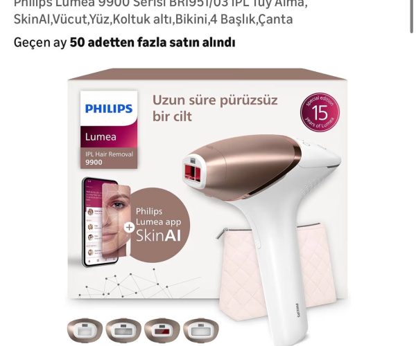 Philips Lumea 9900 Serisi BRI951/03 IPL Tüy Alma, SkinAI,Vücut,Yüz,Koltuk altı,Bikini,4 Başlık,Çanta