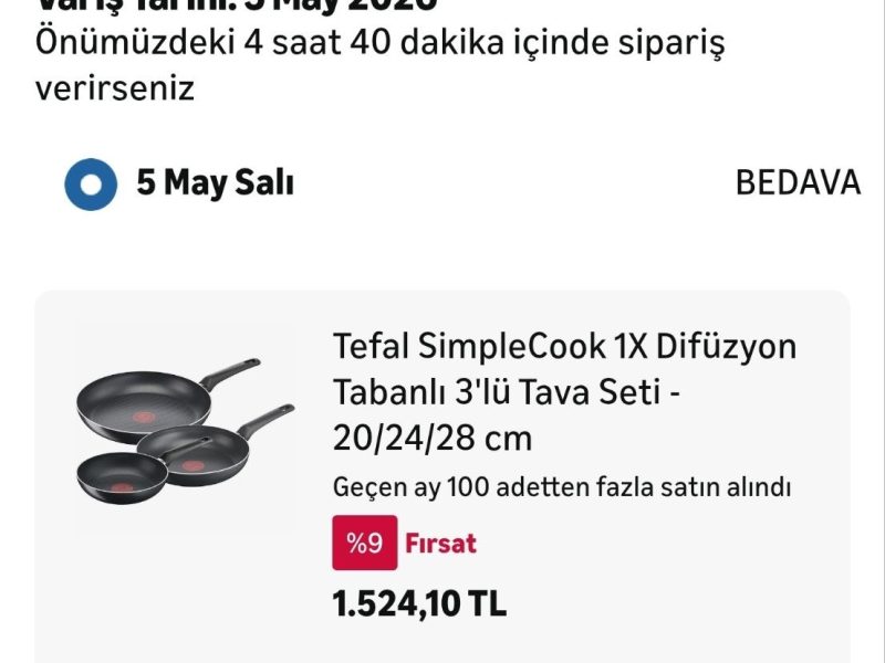 Tefal SimpleCook 1X Difüzyon Tabanlı 3’lü Tava Seti – 20/24/28 cm