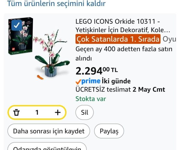 LEGO ICONS Orkide 10311 – Yetişkinler İçin Dekoratif, Koleksiyonluk ve Sergilenebilir Çiçek Modeli Yapım Seti (608 Parça)