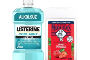 🛍️ Le Petit Marseillais Duş Jeli Akdeniz Çileği 250 ml + Listerine Cool Mint Ağız Bakım Suyu Hafif Tat 250 ml