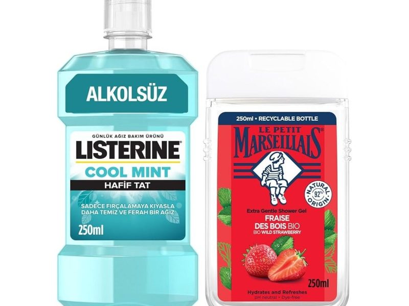 🛍️ Le Petit Marseillais Duş Jeli Akdeniz Çileği 250 ml + Listerine Cool Mint Ağız Bakım Suyu Hafif Tat 250 ml