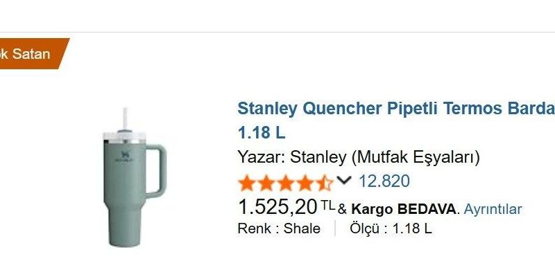 Stanley Quencher Pipetli Termos Bardak, 1.18 L