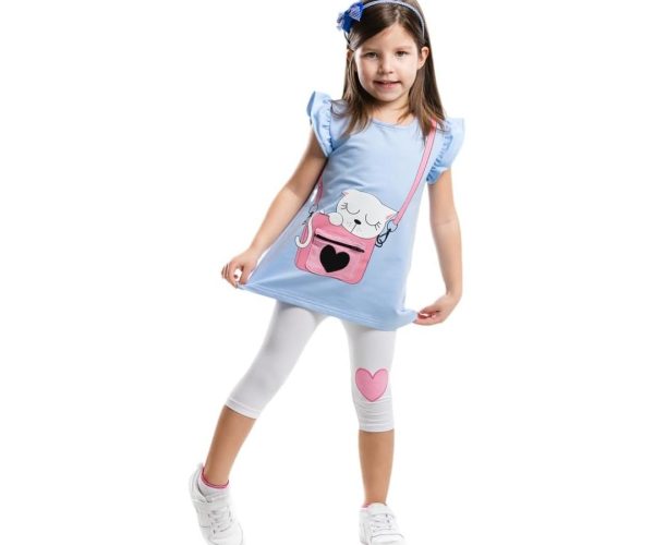 🛍️ Çantada Pisi Kız Çocuk Tunik Tayt Takım