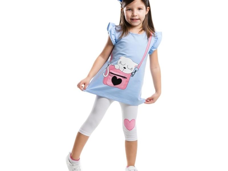 🛍️ Çantada Pisi Kız Çocuk Tunik Tayt Takım