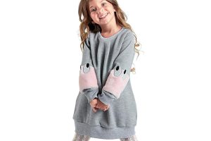 🛍️ Peluş Kollu Kız Çocuk Elbise