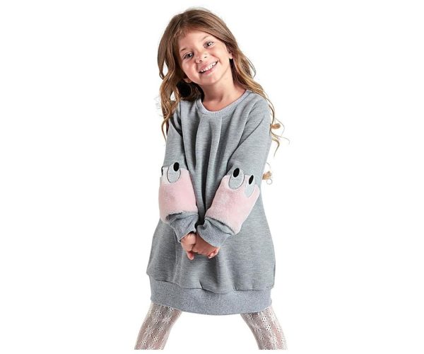 🛍️ Peluş Kollu Kız Çocuk Elbise