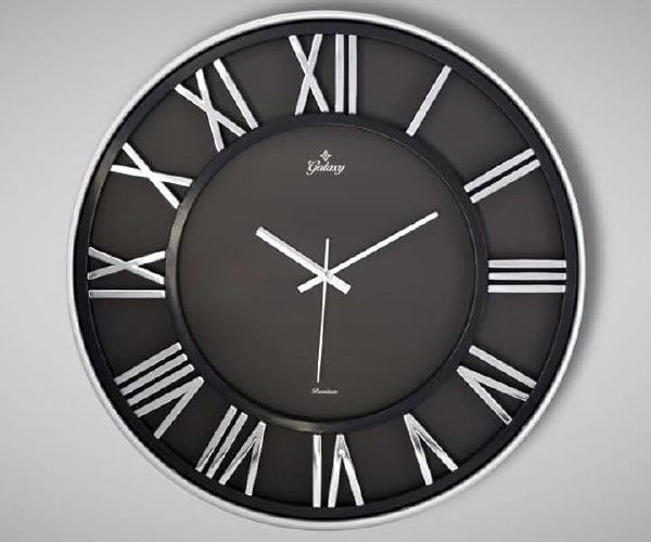 Galaxy Premium Serisi Modern Tasarımlı Roma Rakamlı 40 cm Duvar Saati Siyah-Gri