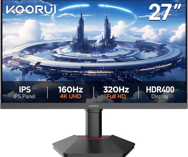 (%10) Koorui G2741L 27 İnç Monitör, Akıllı Yenileme Hızı (UHD 160Hz/FHD 320Hz), IPS 4K Oyun Monitörü,%100 sRGB, HDMI 2.1 x2 + DP 1.4, Dönebilir VESA 75x75mm, Adaptive-Sync, Profesyonel E-Spor Monitörler — %10 İndirim
